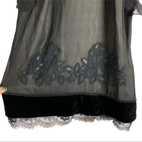Rene Derhy Silk Velvet Emroidered Top M - Picture 7 of 8
